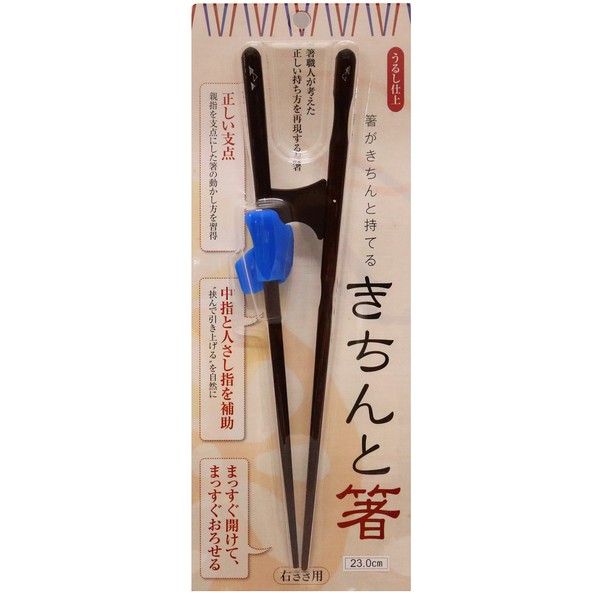 Ishida Corrective Chopsticks, Made in Japan, Neat Chopsticks, Right Hand, Approx. 9.1 inches (23 cm), Blue, Approx. 9.1 x 1.0 x 1.8 inches (23 x 2.5 x 4.5 cm), Holds Chopsticks