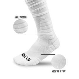 Nxtrnd XTD Scrunch Football Socks, Extra Long Padded Sport Socks for Men & Boys (White, L/XL)