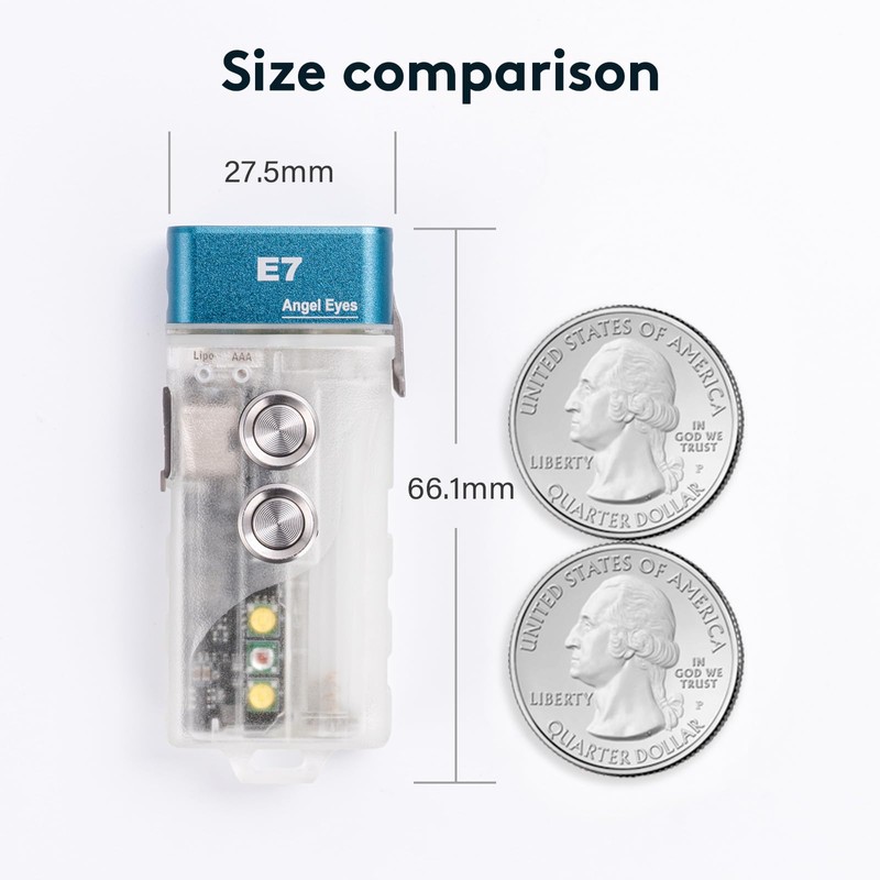 RovyVon E7R Keychain Flashlight, Glow in the Dark Dual Power