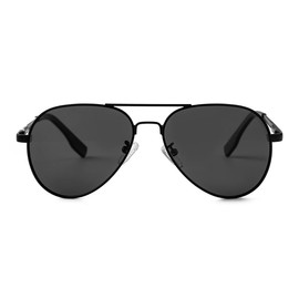 Kids Small Polarized Aviator Sunglasses for Girls and Boys Age 4-16 (Black/Grey)