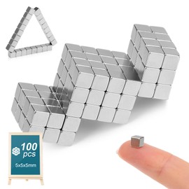 Samamoca Pack of 100 Small Square Magnetic Cubes, Strong Mini Magnets for Fridge, Whiteboard & Craft Projects (5 x 5 x 5 mm)
