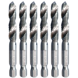 Achisel M8 Drill Tap Spiral 6 Piece Bit Set for Drilling, Hexagonal Shaft Drill, Drill Chuck