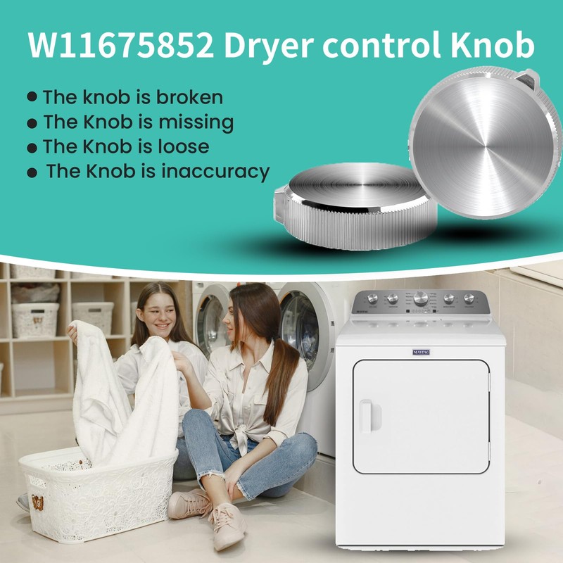 W11675852 W11328381 Washer Dryer Control Knob Timing Knob (Large) Compatible