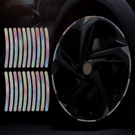 20PCS Bling Car Wheel Decorative Stickers, Glitter Stripe Stickers for Car, Fashion Bling Car Wheel Sticker Decal for Women Girls Car Motorcycle Wheel Decorative Stickers Universal (Bling Colorful)