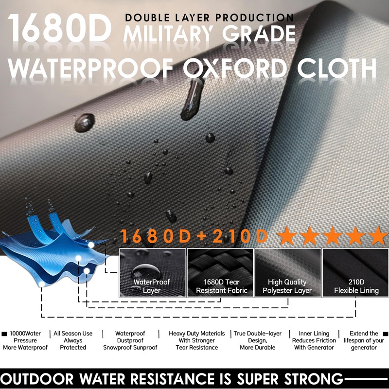 Generator Covers While Running, Waterproof Heavy Duty Generator Tent, 1680D+210D