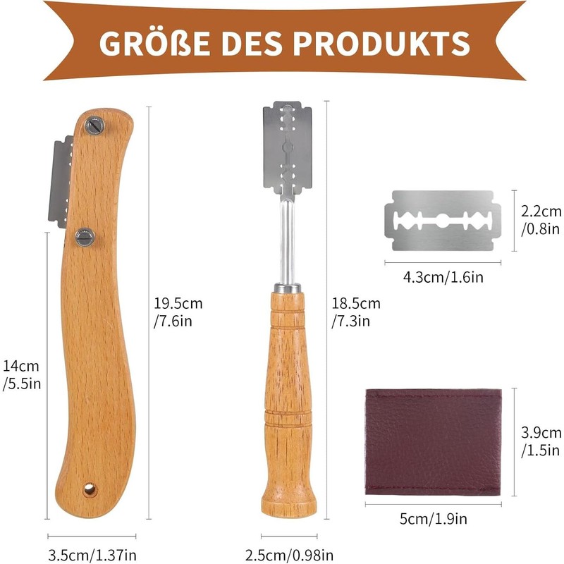 wlertcop 2-Piece Kitchen Baker Lame Bread Slicer Tool with 10