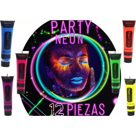 GLOW Arte Pintura Neón P/ Cuerpo Arte Fluorescente Luminoso  12 Piezas