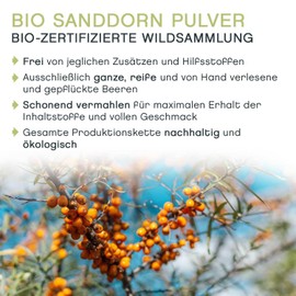 Sanddorn Pulver, Wildsammlung BIO, Vollfruchtpulver, gefriergetrocknete ganze Früchte, 150g - tea exclusive