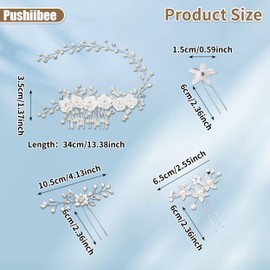 8 PCS Wedding Hair Pin, Silvery Wedding Hair Comb Hair Accessories for Women, Artificial Pearl Hair Pins Accessories Rhinestone Hairpin Hair Combs for Bridal Prom Wedding Party