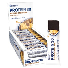 IronMaxx Protein 30 Eiweißriegel - Erdnuss 24 x 35g | palmölfreier Proteinriegel mit Vitaminen | für zuckerreduzierte und Low-Carb-Ernährung geeignet