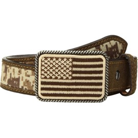 ARIAT Boy's Sport Patriot w/USA Flag Buckle Belt (Little Kids/Big Kids) Med Brown 20" Waist