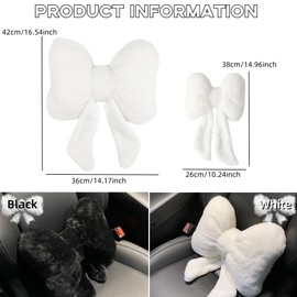 LYFJMUS 4 Pack Plush Butterfly Knot Car Headrest Pillow and Lumbar Support Pillow Soft Comfortable Car Headrest Pillow Cute Car Decor for Car Driving Cute Neck Pillows for Driving Car Decor