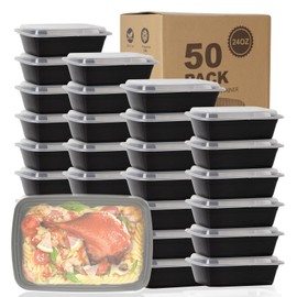 Ezalia 50 Pack- Meal Prep Containers Reusable 24oz, Plastic Food Prep Containers with Lids, Leakproof To Go Food Containers for Leftover, BPA-Free, Microwave/Dishwasher/Freezer Safe
