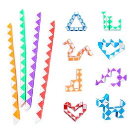 Funalix Magic Snake Cube, Pack of 12 Block Mini Snake Puzzles Magic Ruler, 3D Puzzle Magic Snake Toy, Promotes Creativity and Motor Skills Children's Day Gifts (Random Colour)