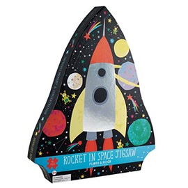 Floss & Rock 40-Piece Jigsaw Puzzle in Shaped Box - Rocket in Space