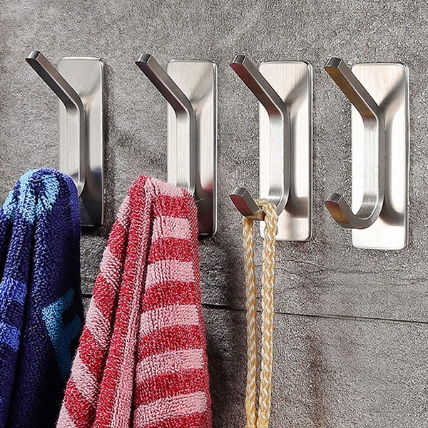 Taozun Towel Hook - Self Adhesive Hooks Bathroom Hooks Stainless Steel Robe Coat Hook 4-Packs