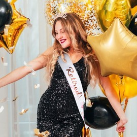 Didder Retirement Decorations Headband and Sash Set - Rose Gold Crown Headband, Retirement Sash for Women, Party Supplies