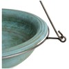 Ancient Graffiti Ceramic Teal Round Hanging Bird Bath