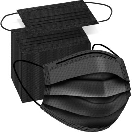 Altatac Disposable Face Masks Black 3 Ply Earloop Protective Breathable Mouth Cover  - 2000