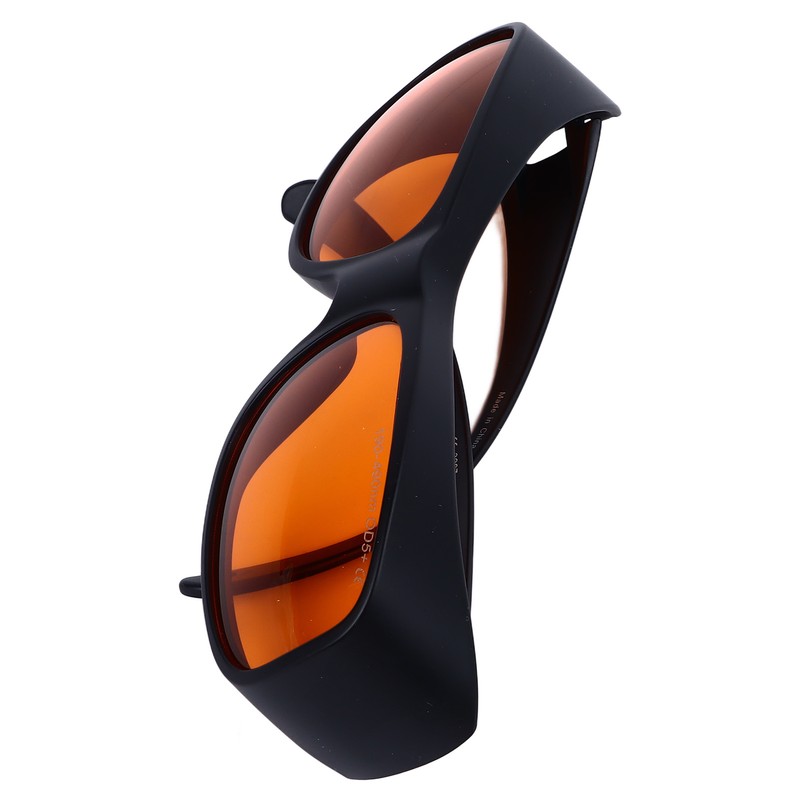 Safety Goggles 190 to 490nm Black Frame Orange Lens OD5