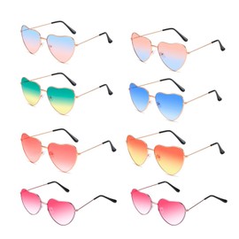 8 Stück Herz Sonnenbrille Sonnenbrillen Set Paarungs Design Retro Süße Brille, 90er Party Hippie Chic, Kleid Accessoires, Geeignet für Herren und Damen
