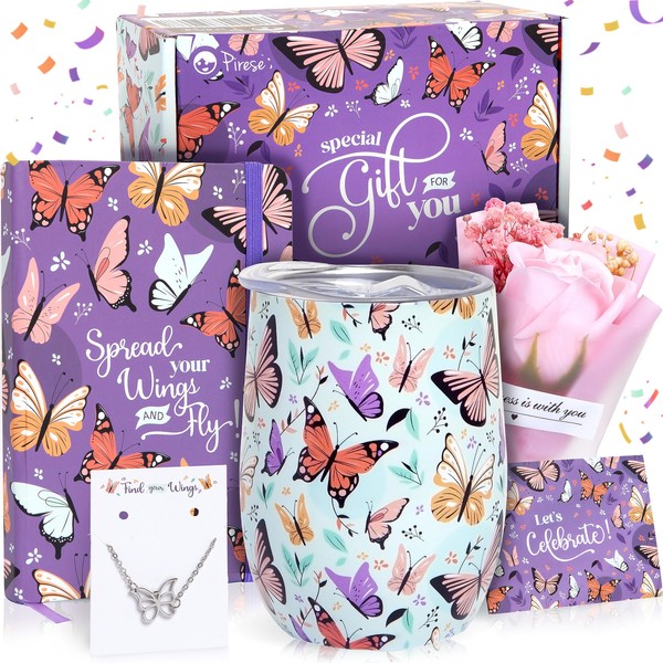 PIRESE Butterfly Gifts for Women Unique, Purple Gifts Butterfly Lover, Butterfly Gifts for Girls Birthday Gift Basket for Her Best Friend Coworker Sister Wife Girlfriend Grandma Mothers Day Christmas