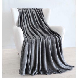 TASTHROW Cuddly Blanket, Soft Fleece Blanket, Sofa Throw, Soft and Warm Bedspread, Living Room Blanket, Couch Blanket (Grey, 130 x 180 cm)