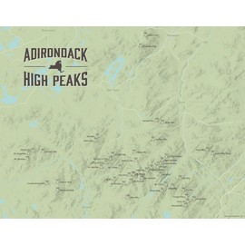 Adirondack High Peaks Map 11x14 Print (Sage)