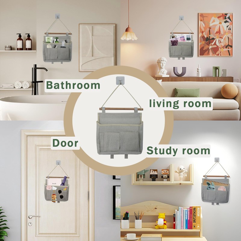Surplex Pack of 2 Grey Wall Hanging Storage Bag, Waterproof