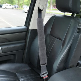 Amooca Soft Faux Fur Universal Fit Seatbelt Cover Car Truck SUV Airplane Seat Belt Shoulder Pad for Carmera Backpack Straps Neck Cushion Protector Extra Long 19.7in Dark Gray