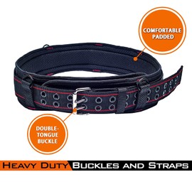 AISENIN 3 inch Padded Tool Belt Work Tool Belt for Heavy Duty Work (Red)