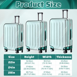 Dimeho 3 Pcs Clear Luggage Cover Protector, Thicken TSA Approved Suitcase Protector 20" PVC Waterproof Covers Transparent Luggage Protective Cover Case for Wheeled Suitcase