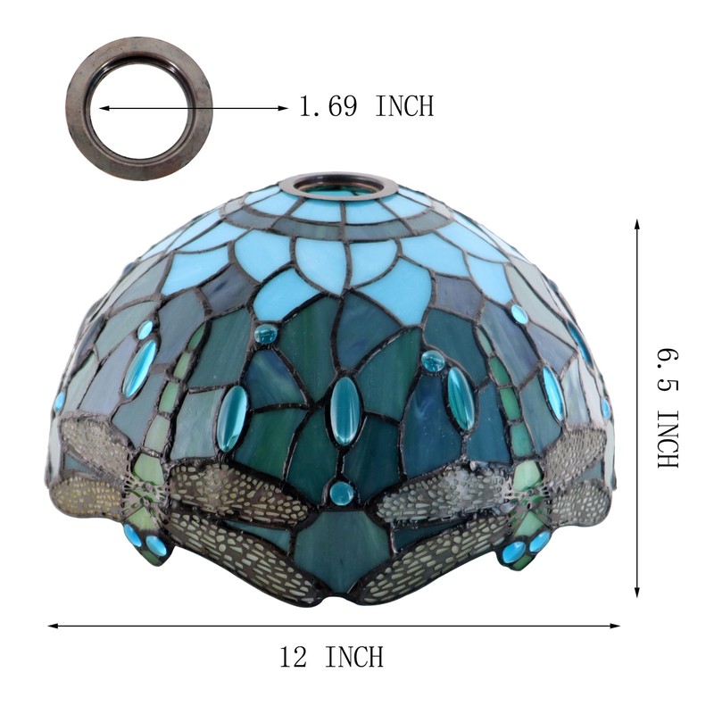 HWDFEI Tiffany Lamp Shade 12 Inch Accessories Replacement Stained Glass