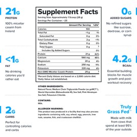 LEGION Casein+ Casein Protein Powder (Salted Caramel) - Slow-Release Micellar Casein Protein Powder - Non-GMO, Gluten-Free & Naturally Sweetened Casein Powder from Grass-Fed Cows