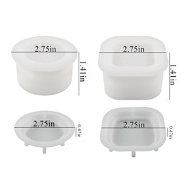 2 Sizes Candle Jar Molds, Silicone Concrete Molds for Candle Holder with Lids, Candles Resin Mould Epoxy Resin Casting Molds DIY for Candle Making Supplies Scented Candles Soaps Making(Style C)