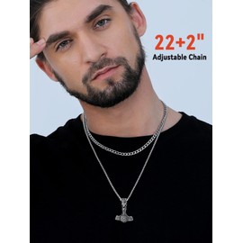 Viking Mjolnir Necklace for Men Stainless Steel Norse Viking Pendant Nordic Mythology Jewelry