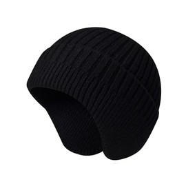 Jdlsppl Women's Winter Ear Beanie Cap Soft Men's Unisex Winter Earflap Hat Ear Flaps Warm Head Covers Knit Thick Casual, Black, One Size