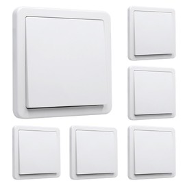 GOIYZTTR Flush-Mounted On/Off Switch Toggle Switch Light Switch All-in-One White 250 V 10 A Flush-Mounted Clamp Connection Standard Universal 84 x 84 mm Pack of 6