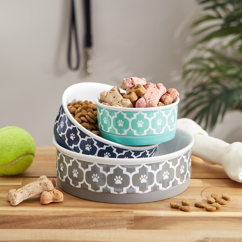 Bone Dry Lattice Collection Pet Bowl & Canister, Single Dish,