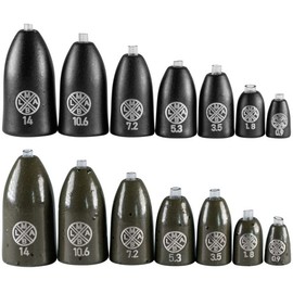 LMAB Tungsten Bullet Weight - Texas & Carolina Rig Weights for Finesse Fishing, Lead Free with Inlay, for Bass Fishing & Zander Fishing, Colour Green Pumpkin, Size 10.6g