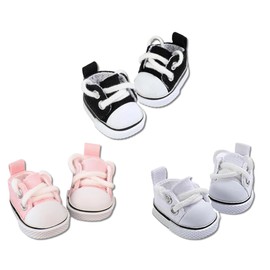 3 Sets Mini Doll Shoes Accessories Pink Shoes for 17cm Big Doll or 15cm Small Doll, 3Pair Fashion Canvas Sneakers Set for Girls and Men’s bubu by dreamynini