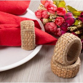 Natural Rattan Decorative Napkin Rings Set of 12, Serviette Napkin Rings Bulk for Party Decoration, Table Top Décor for Dinning Table, Everyday, Christmas, Easter Family Gatherings