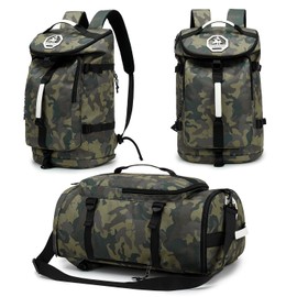 Floral gym duffel bag backpack, fashion wrestling bag,with shoe compartment, 4 kinds of back method waterproof travel sports walking laptop Lightweight (A-Camouflage)