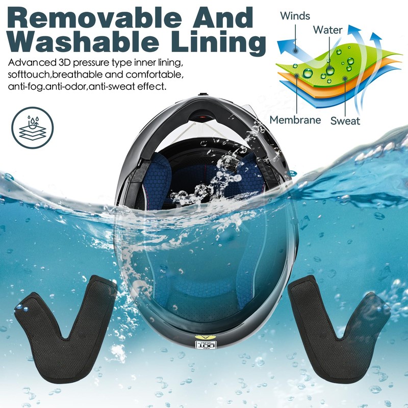 Motorcycle Bluetooth Modular Helmet, DOT Approved Dual Visor Full Face