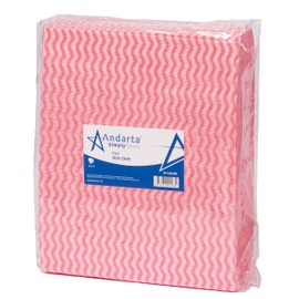 Andarta - Red J-Dish Cloths - Pack of 50 (35 x 42cm) - Versatile Cleaning Cloths for Kitchens, Bathrooms & General Areas - Absorbent, Quick-Drying, Washable & Lightweight