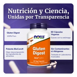 Gluten digest enzimas digestivas Biocore procesamiento de proteínas en cereales gluten free 60 caps veganas