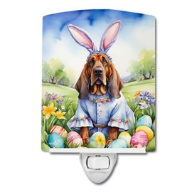 Caroline's Treasures Bloodhound Easter Egg Hunt Ceramic Night Light Compact, UL-Certified, Ideal for Bedroom, Bathroom, Nursery, Hallway, Kitchen, 6x4x3, Multicolor