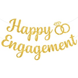 DecoGlee Glitter Gold Happy Engagement Banner-No DIY, Happy Engagement Party Decorations, Happy Engagement Party Banner, Engagement Party Decorations Sign, wedding Engagement Banners