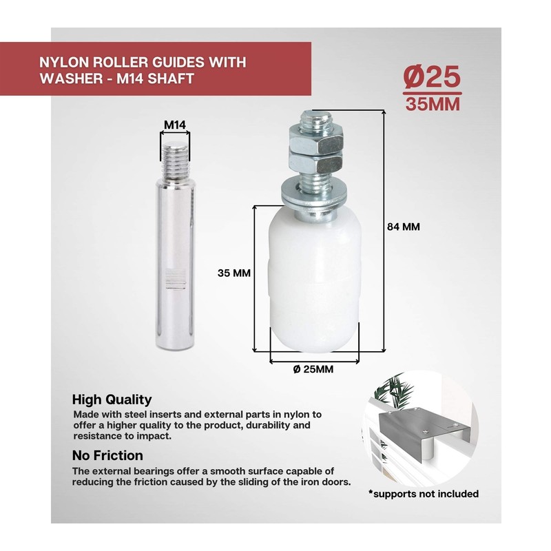 DOJA Industrial | Nylon Sliding Castors | 25 mm x