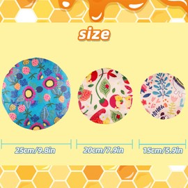 3 Pieces Beeswax Bowl Covers Reusable Beeswax Food Wrap Stretch Cloth Fabric Elastic Food Storage Covers Cotton Bread Bowl Covers